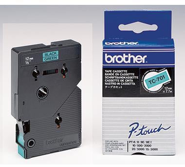 Schriftbandkassette Brother P-touch TC-701 12 mm x 77 m (B x L) grün schwarz BROTHER