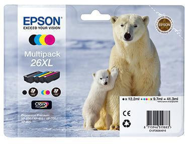 Tintenpatrone Epson Originalzubehör 26XL ca 500 Seiten schwarz ca 3 x 700 Seiten farbig schwarz mehrfarbig 4 St/Pack EPSON