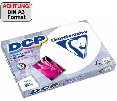 Farblaserpapier Clairefontaine DCP DIN A3 90g/m² elementar chlorfrei gebleicht hochweiß 500 Bl/Pack CLAIREFONTAINE