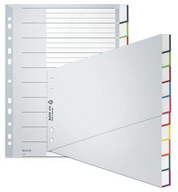 Ordnerregister Leitz DIN A4 Überbreite blanko Polypropylen grau 10 Registerblätter LEITZ