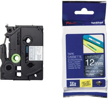 Schriftbandkassette Brother P-touch TZe-PR935 12 mm x 8 m (B x L) silber weiß BROTHER