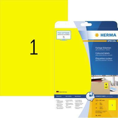 Universaletikett HERMA SPECIAL 210 x 297 mm (B x H) wieder ablösbar Papier gelb 20 Etik/Pack HERMA
