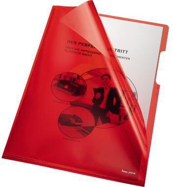 Sichthülle Bene DIN A4 015mm oben rechts offen dokumentenecht PVC-Hartfolie rot glänzend 100 St/Pack BENE