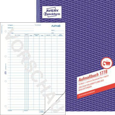 Aufmaßbuch Avery Zweckform DIN A4 selbstdurchschreibend 50 Bl AVERY ZWECKFORM