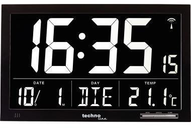Funkuhr technoline® WS 8007 mit Alarmfunktion schwarz TECHNOLINE