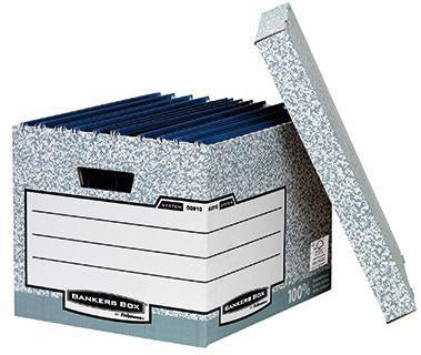 Archivbox Bankers Box® System 335 x 292 x 404 cm (B x H x T) DIN A4 mit Archivdruck Karton 100 % recycelt grau/weiß BANKERS