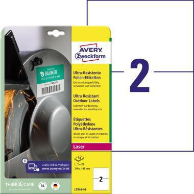 Folienetikett Avery Zweckform 210 x 148 mm (B x H) weiß 20 Etik/Pack AVERY ZWECKFORM