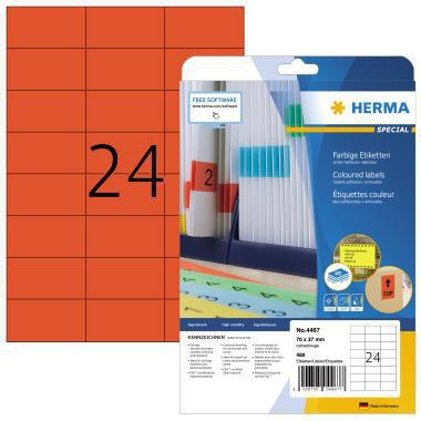 Universaletikett HERMA farbig 70 x 37 mm (B x H) wieder ablösbar Papier rot 480 Etik/Pack HERMA