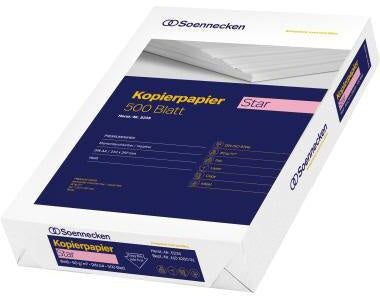 Kopierpapier Soennecken Star DIN A4 80g/m² elementar chlorfrei gebleicht hochweiß 500 Bl/Pack SOENNECKEN