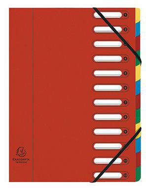 Ordnungsmappe Exacompta Harmonika® DIN A4 225g/m² Colorspankarton Farbe: rot Farbe des Fächerblocks: mehrfarbig 12 Fächer