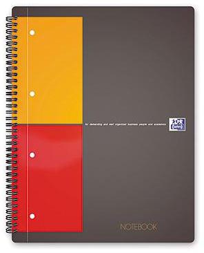 Collegeblock Oxford International Notebook DIN A4+ kariert Karton grau/orange/rot 80 Bl OXFORD