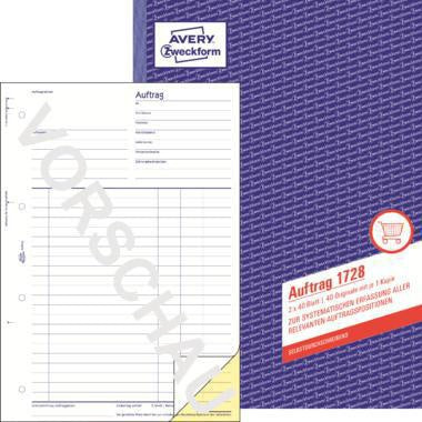 Auftragsformular Avery Zweckform DIN A4 60g/m² selbstdurchschreibend 1 Durchschlag handschriftlich gelb 2 x 40 Bl AVERY