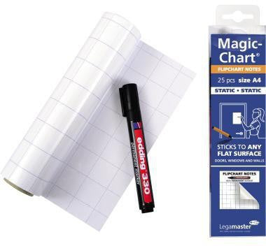 Flipchartfolie Legamaster Magic-Chart Flipchart 20 x 30 cm (B x H) 50µm selbsthaftend inkl 1 Marker Polypropylen weiß 25
