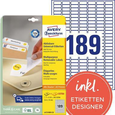 Universaletikett Avery Zweckform 254 x 10 mm (B x H) wieder ablösbar Papier weiß 5670 Etik/Pack AVERY ZWECKFORM