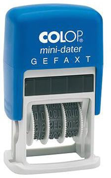 Datumstempel COLOP® mini-dater 160/L 25 x 12 mm (B x H) GEFAXT 1 Druckzeile blau/rot COLOP