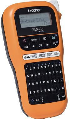 Beschriftungsgerät Brother PT-E110 3 Schriftgrößen 2 Druckzeilen inkl Schriftband (12 mm x 4 m schwarz auf weiß)