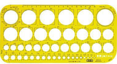Zeichenschablone M+R 26 x 13 cm (B x H) Polystyrol gelb transparent M+R