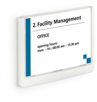 Türschild DURABLE CLICK SIGN 149 x 1055 mm (B x H) Beschriftungsschild auswechselbar Acrylglas transparent weiß DURABLE