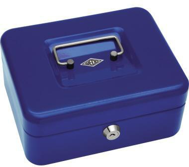 Geldkassette WEDO® 20 x 9 x 16 cm (B x H x T) 1 Fach für Banknoten 5 Fächer für Hartgeld mit Schloss Stahl blau WEDO