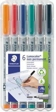 Folienstift STAEDTLER® Lumocolor® non-permanent 315 1mm farbig sortiert nicht dokumentenecht 6 St/Pack STAEDTLER