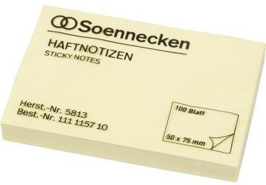 Haftnotiz Soennecken 50 x 75 mm (B x H) gelb 100 Bl SOENNECKEN