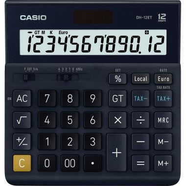 Tischrechner CASIO® DH-12ET 151 x 29 x 159 mm (B x H x T) Solar-Energie Batterie schwarz CASIO