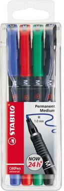 Folienstift STABILO® OHPen universal 1mm farbig sortiert nicht dokumentenecht 4 St/Pack STABILO