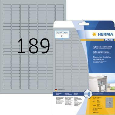 Typenschildetikett HERMA 254 x 10 mm (B x H) silber 4725 Etik/Pack HERMA
