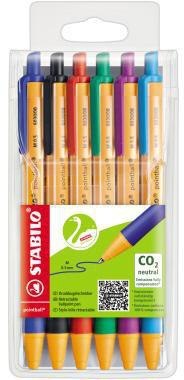 Kugelschreiber STABILO® pointball® 05mm M rot blau grün schwarz türkis lila Farbe des Schaftes: orange/weiß 6 St/Pack STABILO