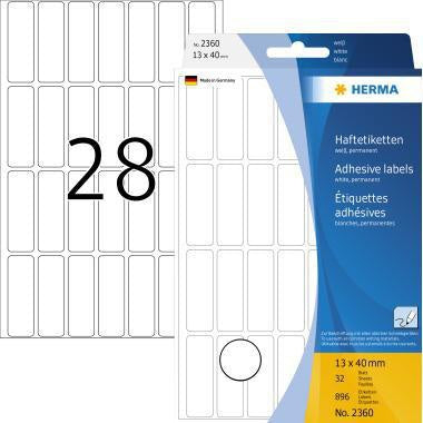 Universaletikett HERMA 13 x 40 mm (B x H) nicht wieder ablösbar Papier weiß 896 Etik/Pack HERMA
