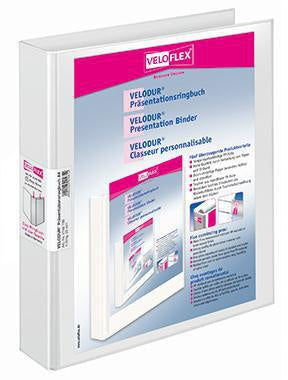 Präsentationsringbuch Veloflex VELODUR® 46mm DIN A4 4 Ringe D-Mechanik Pappe weiß VELOFLEX