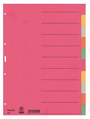 Ordnerregister Leitz DIN A4 blanko Karton recycelt mehrfarbig 10 Registerblätter LEITZ