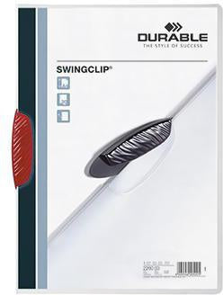 Klemmmappe DURABLE SWINGCLIP® DIN A4 Polypropylen Farbe der Rückseite: transparent Farbe der Klemme: rot DURABLE