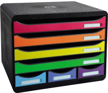 Schubladenbox Exacompta STORE-BOX Mini 7 Schubladen DIN A4 quer Polystyrol Gehäusefarbe: schwarz Farbe der Schublade: