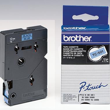 Schriftbandkassette Brother P-touch TC-501 12 mm x 77 m (B x L) blau schwarz BROTHER