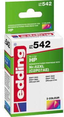 Tintenpatrone edding kein Originalzubehör Kompatibel mit: HP 62XL EDD-542 ca 765 Seiten mehrfarbig 21ml EDDING