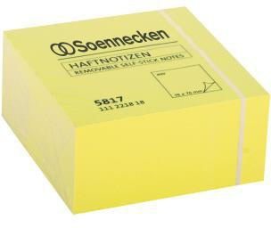 Haftnotizwürfel Soennecken 75 x 75 mm (B x H) neongelb 400 Bl SOENNECKEN