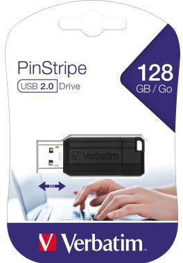 USB-Stick Verbatim Pin Stripe USB 20 128Gbyte schwarz VERBATIM