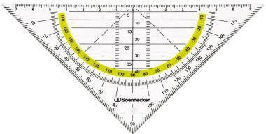 Geometriedreieck Soennecken 16cm mit farbig hinterlegten Winkelgraden doppelseitig ohne Griff Kunststoff transparent