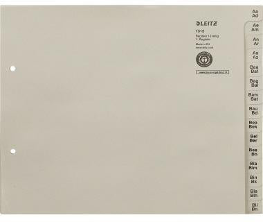 A-Z Register Leitz DIN A4 Überbreite Tauenpapier recycelt grau 180 Registerblätter LEITZ