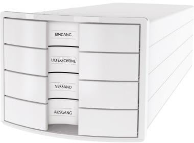 Schubladenbox HAN IMPULS 4 Schubladen DIN A4 DIN C4 Polystyrol Gehäusefarbe: weiß Farbe der Schublade: weiß HAN