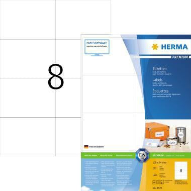 Universaletikett HERMA PREMIUM 105 x 74 mm (B x H) nicht wieder ablösbar Papier weiß 1600 Etik/Pack HERMA