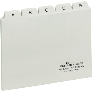 Leitkarte DURABLE DIN A6 quer A-Z Polypropylen weiß 25 Registerblätter DURABLE