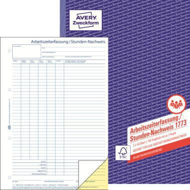 Stundennachweiß Avery Zweckform DIN A4 selbstdurchschreibend 1 Durchschlag 2 x 40 Bl AVERY ZWECKFORM