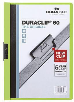 Klemmmappe DURABLE DURACLIP® 60 DIN A4 Hartfolie Farbe der Rückseite: grün Farbe der Klemme: schwarz DURABLE