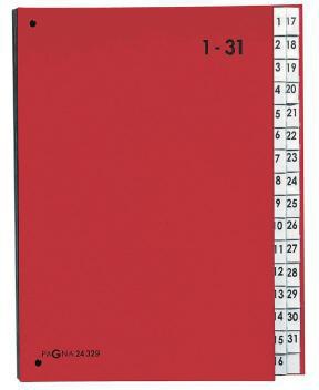 Pultordner PAGNA DIN A4 1-31 Karton/Papier laminiert rot 32 Fächer PAGNA