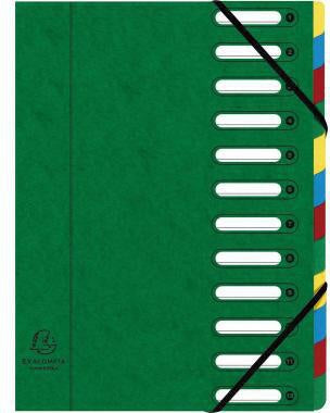 Ordnungsmappe Exacompta Harmonika® DIN A4 225g/m² Colorspankarton Farbe: grün Farbe des Fächerblocks: mehrfarbig 12 Fächer