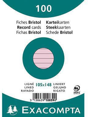 Karteikarte Exacompta DIN A6 liniert rosa 100 St/Pack EXACOMPTA