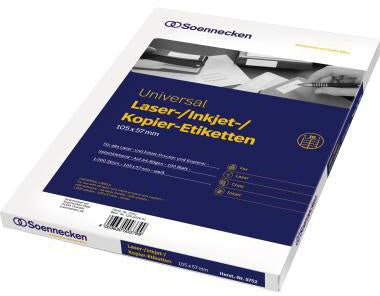 Universaletikett Soennecken 105 x 57 mm (B x H) nicht wieder ablösbar Papier weiß 1000 Etik/Pack SOENNECKEN