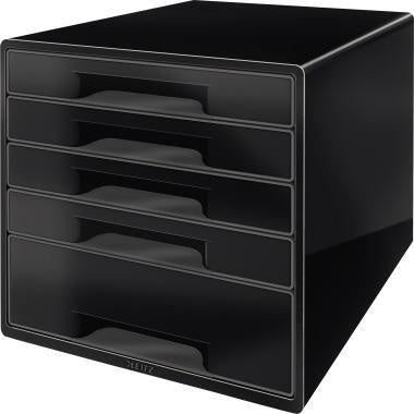 Schubladenbox Leitz CUBE 5 Schubladen DIN A4 Polystyrol Gehäusefarbe: schwarz Farbe der Schublade: schwarz LEITZ